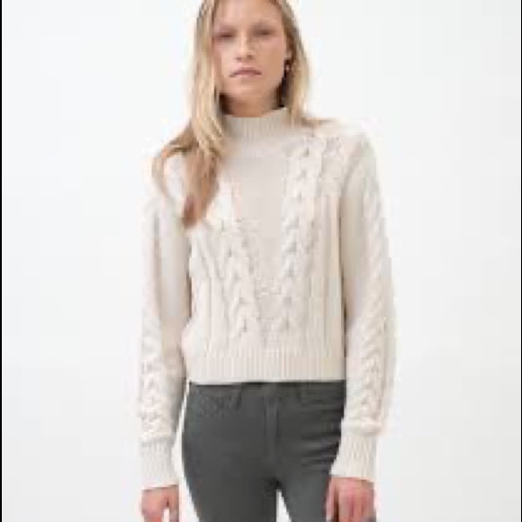 New Aeropostale Cropped Cable Knit Mock Neck Sweater - Picture 2 of 5